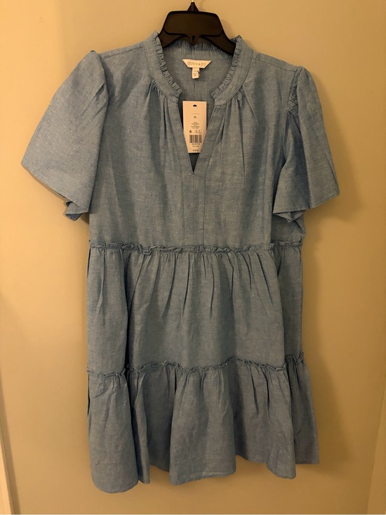crown & ivy Dresses & Skirts - Light Blue with gold sparkle Tiered Dress